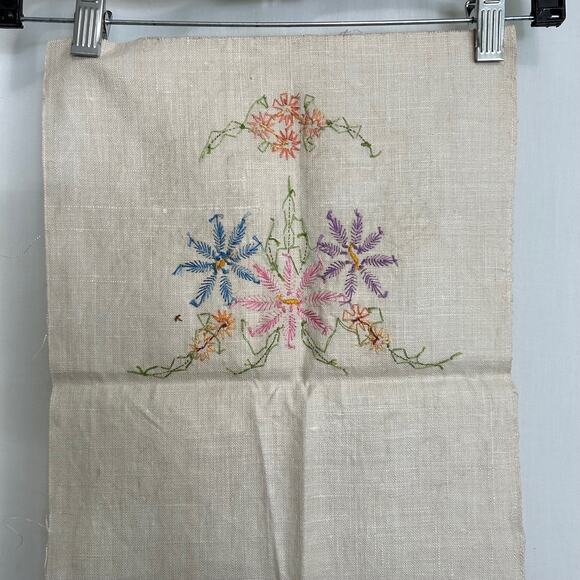 Vintage Prime Needleart Co #1085 Stamped Linen Floral Runner Unfinished Project - Picture 9 of 9